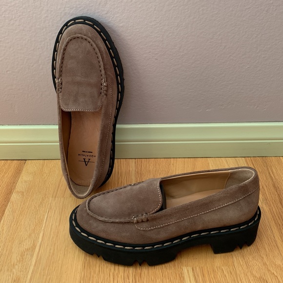 NIB Aquatalia Hayley Platform Loafer Water Resistant Suede - Picture 2 of 16